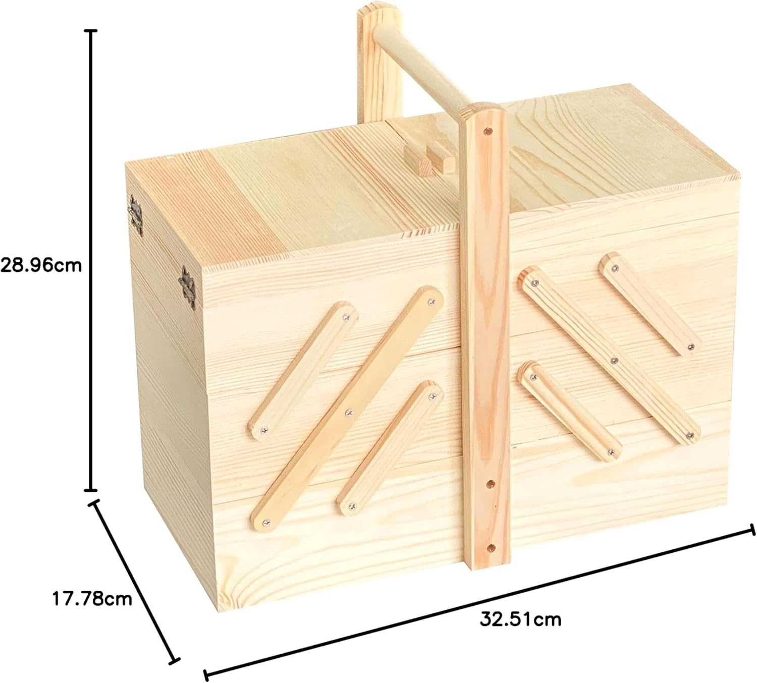 Wooden Sewing Box with 5 Drawers, Portable, Natural Wood