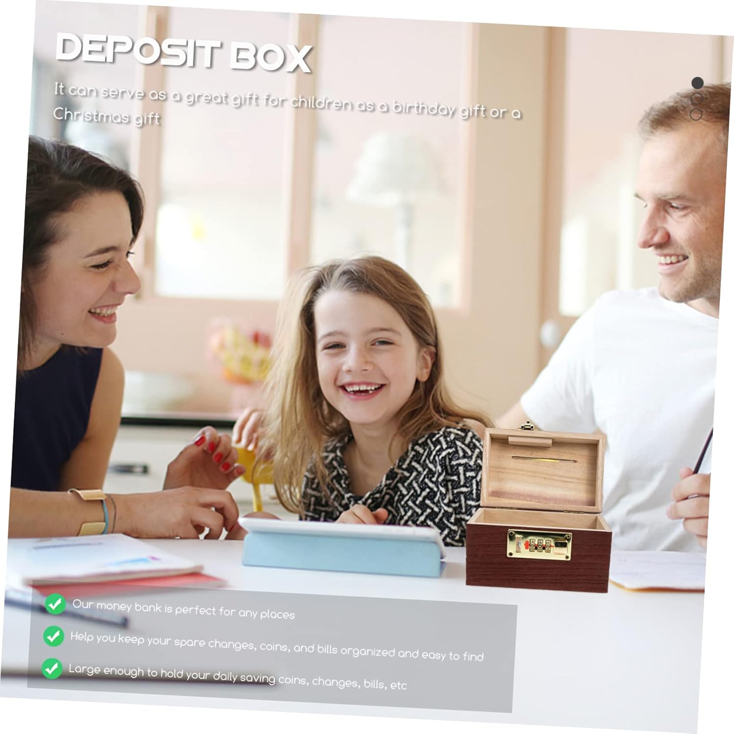 Vintage Wooden Treasure Chest Storage Box with Lock