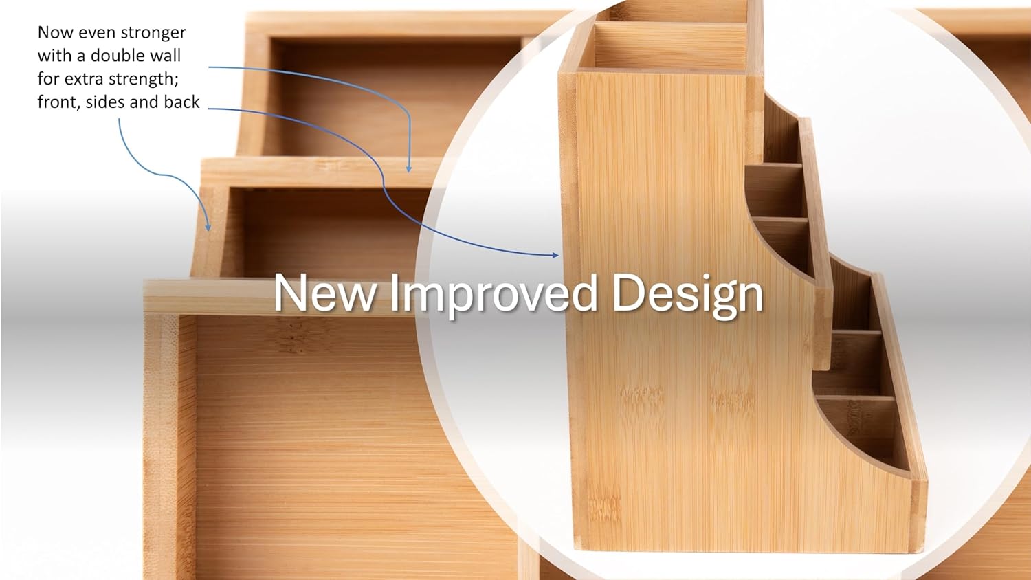 Vertical Bamboo Tea Organizer for 180 Tea Bags, Wooden Storage Box