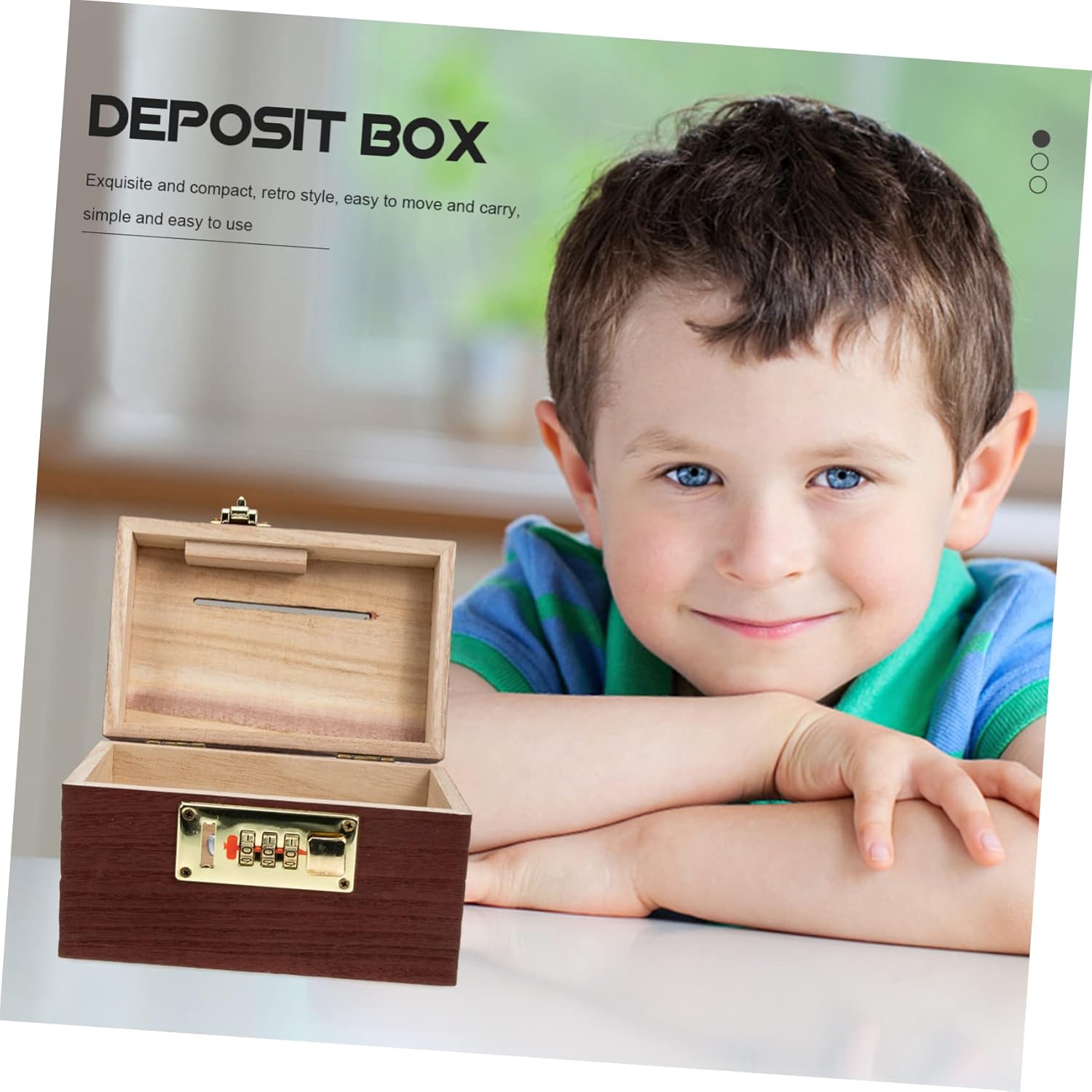 Vintage Wooden Treasure Chest Storage Box with Lock