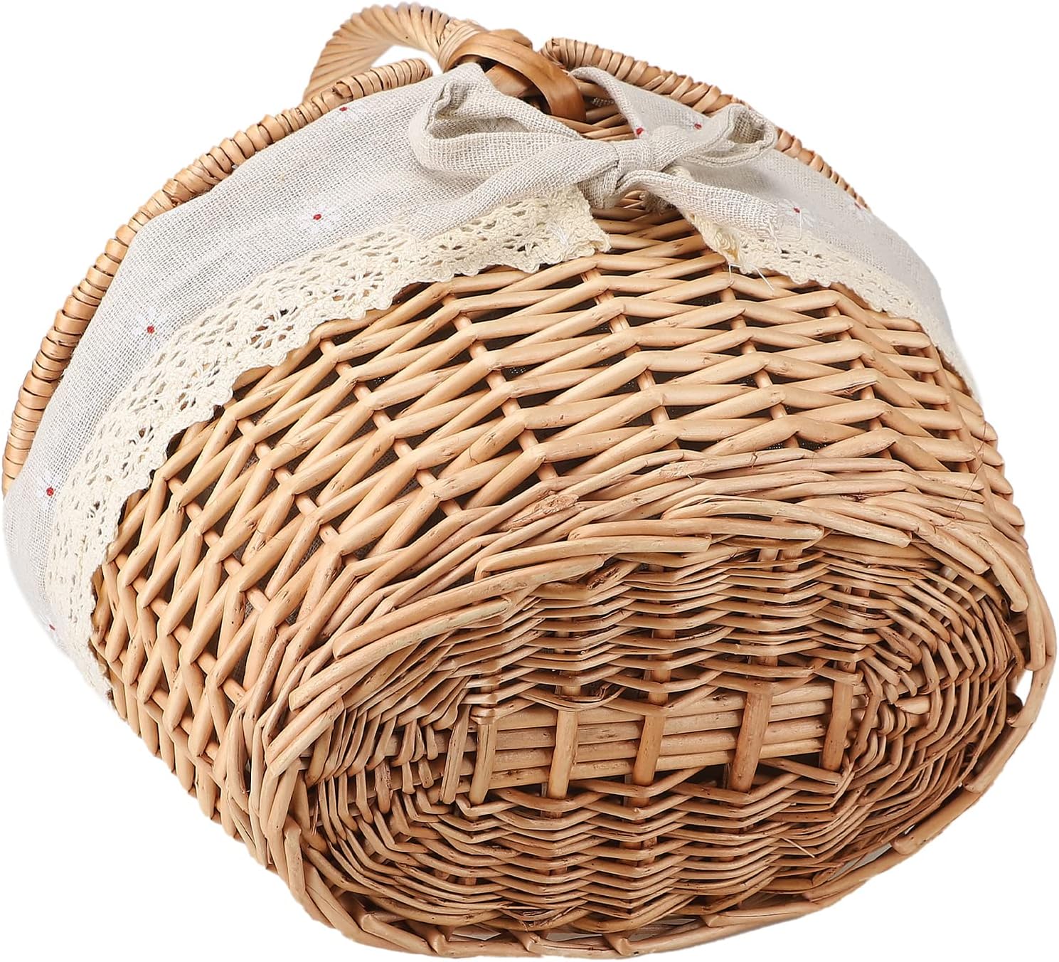 Wicker Picnic Basket with Lid and Handle, Vintage Outdoor Hamper