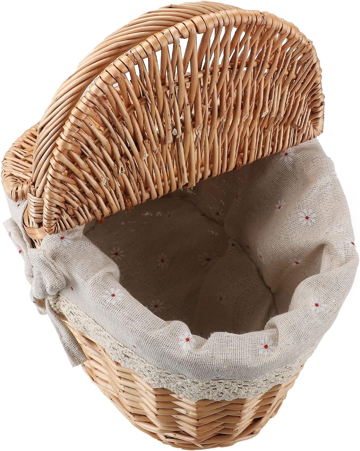 Wicker Picnic Basket with Lid and Handle, Vintage Outdoor Hamper