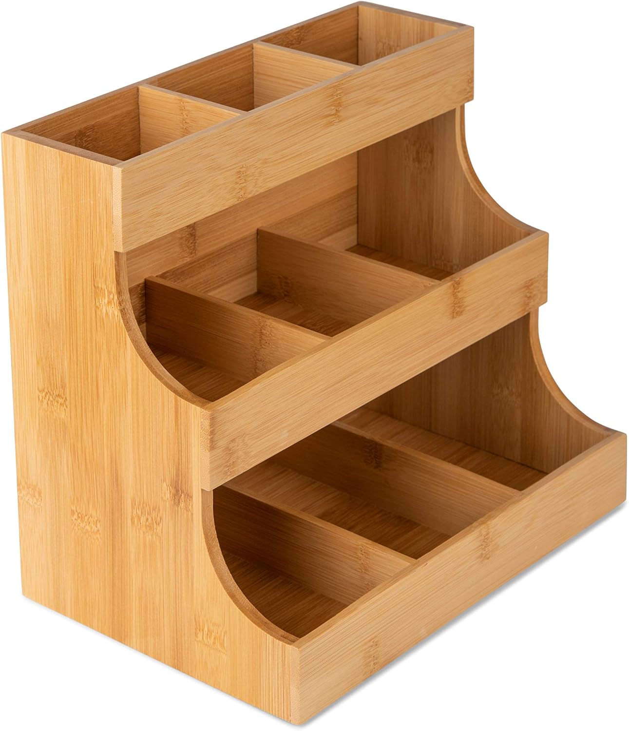 Vertical Bamboo Tea Organizer for 180 Tea Bags, Wooden Storage Box