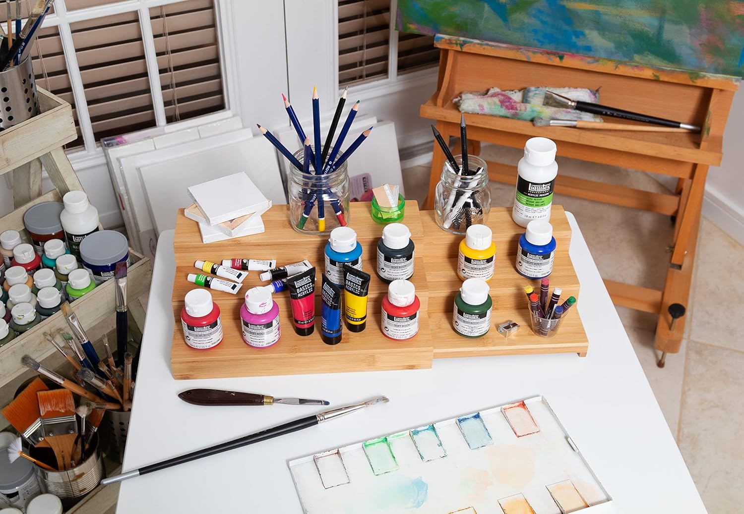 Bamboo 3-Tier Expandable Step Shelf Kitchen Organizer