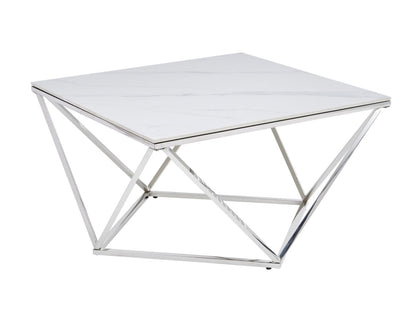 Alfeo Sintered Stone White Coffee Table With Chrome Leg 3694