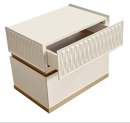 Delfano Gold and Cream Lacquer Finish Night Stand 1761