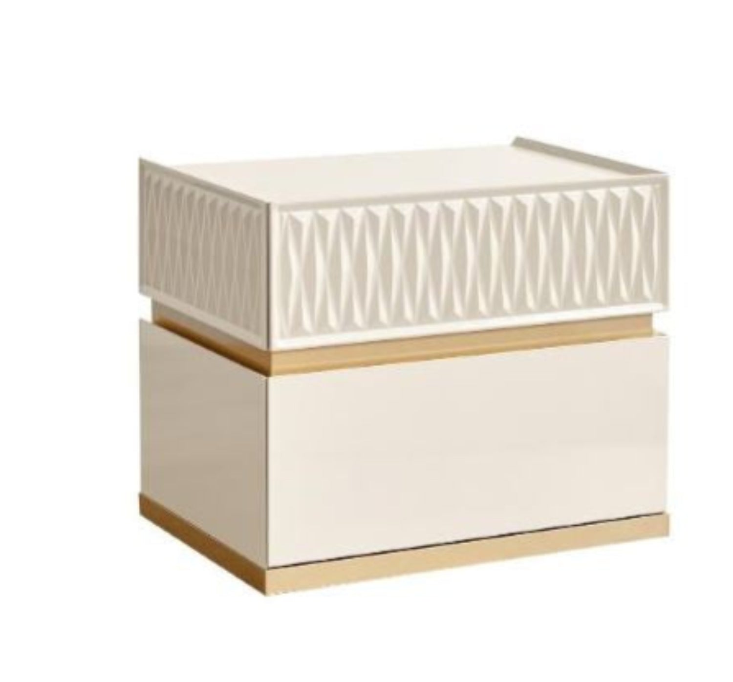 Delfano Gold and Cream Lacquer Finish Night Stand 1761