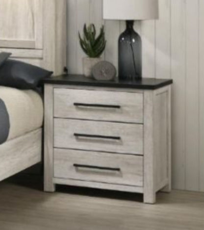 Heritage Wooden Night Stand White Wash 1811