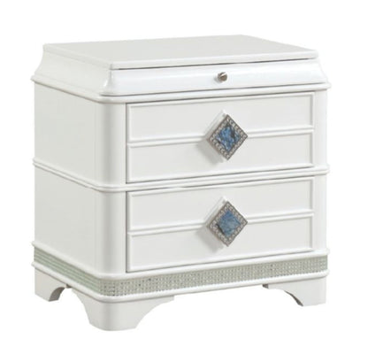 Laguna High-Gloss White Lacquer Finish Night Stand 1831