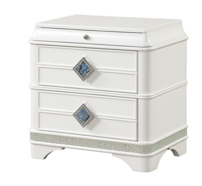 Laguna High-Gloss White Lacquer Finish Night Stand 1831