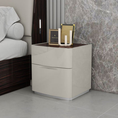 Mario High Gloss Lacquer Night Stand Grey & Ebony SB278NS