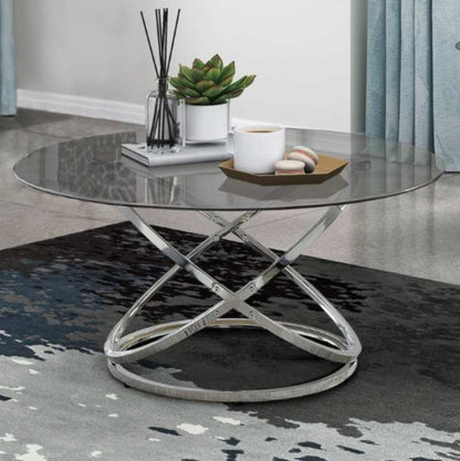 Marion Round Coffee Table with Glass Top & Chrome Base 3707