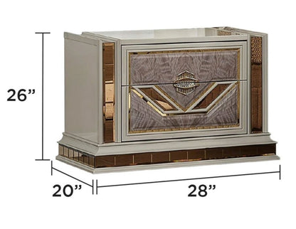 O'mari Beige Modern Night Stand with Gold Accent 1881