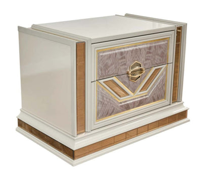 O'mari Beige Modern Night Stand with Gold Accent 1881