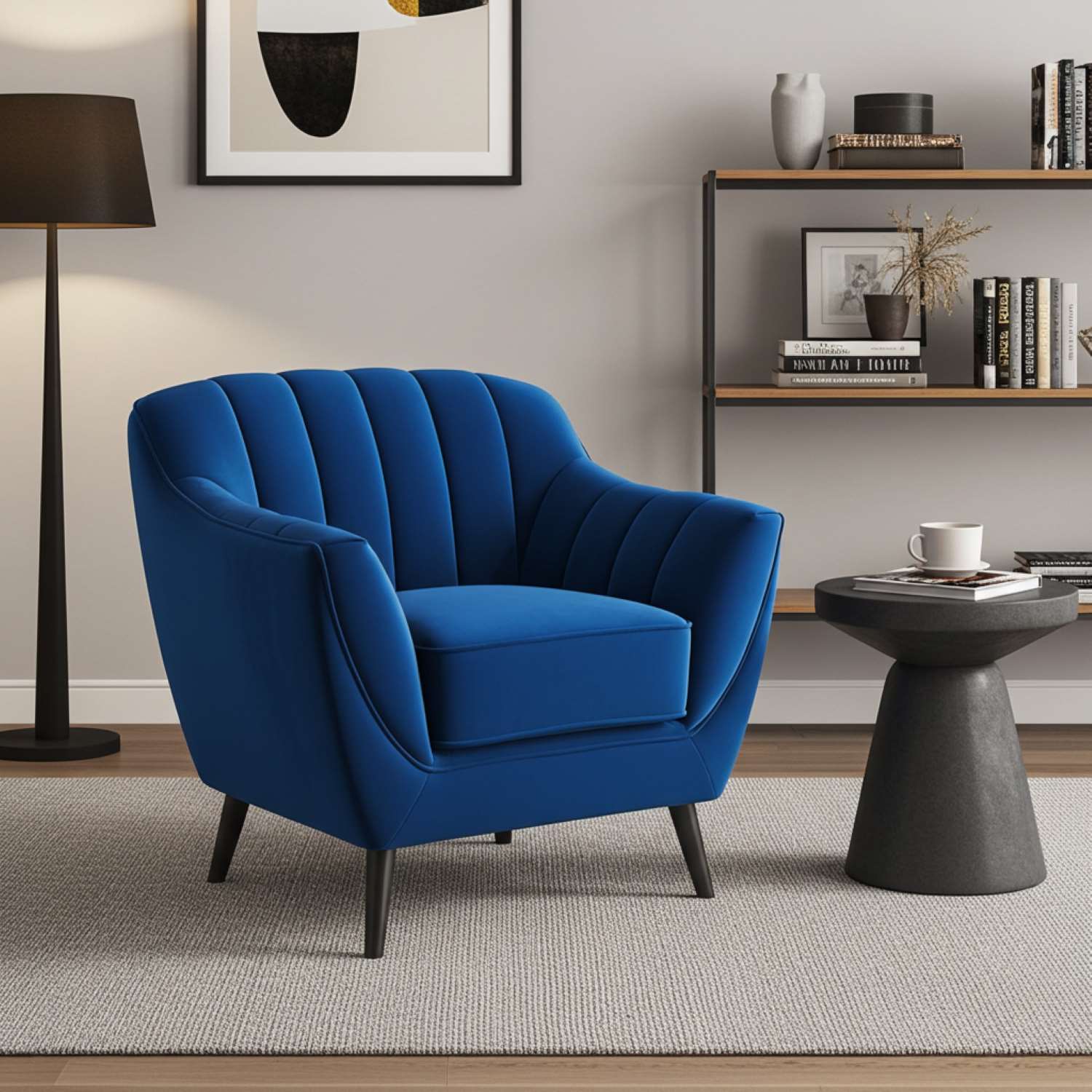Odette Blue Velvet Chair with Black Legs 99880