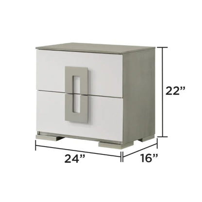 Olivia High-Gloss White Lacquer Finish Night Stand 1821