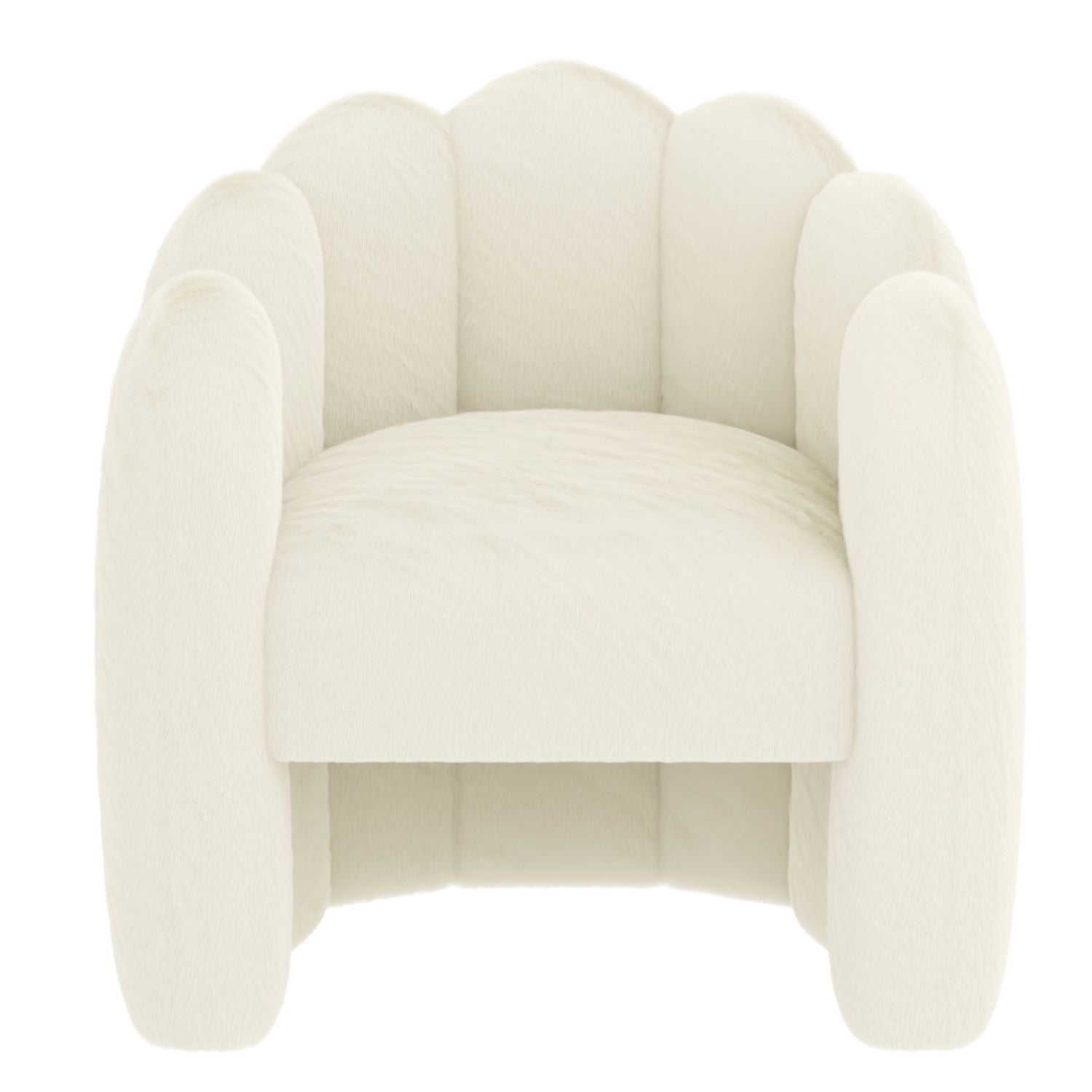 Pandora Faux Fur Upholstery Accent Chair in Ivory 403-385IV