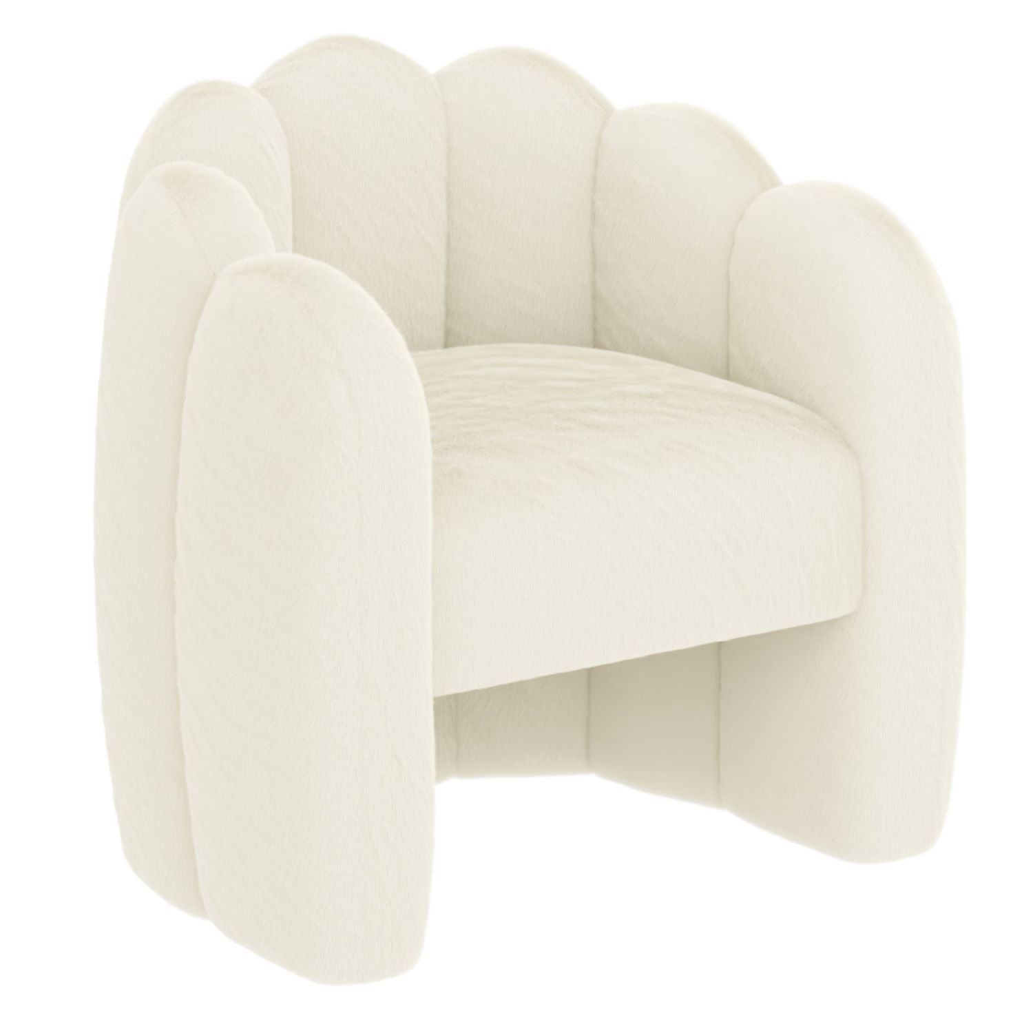 Pandora Faux Fur Upholstery Accent Chair in Ivory 403-385IV