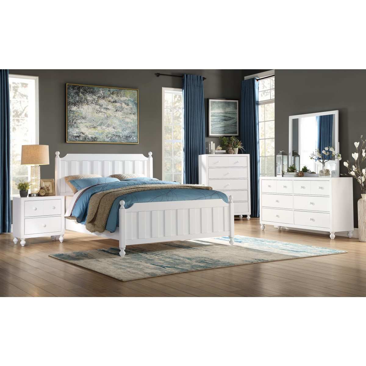 Wellsummer White Wooden 2 Drawer Night Stand 1803W