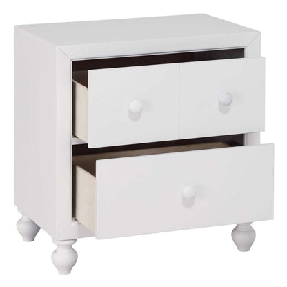 Wellsummer White Wooden 2 Drawer Night Stand 1803W