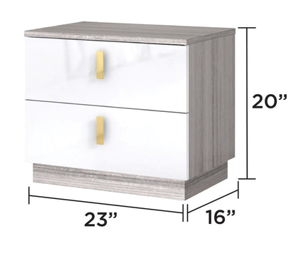 Zain Grey Angly Lacquer 2 Drawer Night Stand 1891