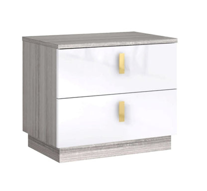 Zain Grey Angly Lacquer 2 Drawer Night Stand 1891
