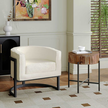 Zhuri Accent Chair in Ivory Boucle and Black 403-120IV